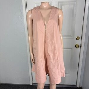 NEW Anthropologie Maeve The A-Line Mini Dress S Cotton Zip Pockets Neutral J3-13